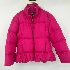 Ralph Lauren Girl's Down Jacket Peplum Hot Pink Size Large 12 | Closet 557
